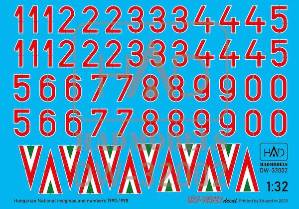 Hungarian National Insignia and Numbers 1990-1998 Dry Water Decal  HADDW32002