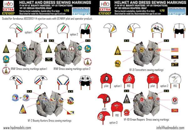 Helmet and dress Sewing Patches for F14's of VF-2, VF-31, VF-101 and IRIAF HADE481007