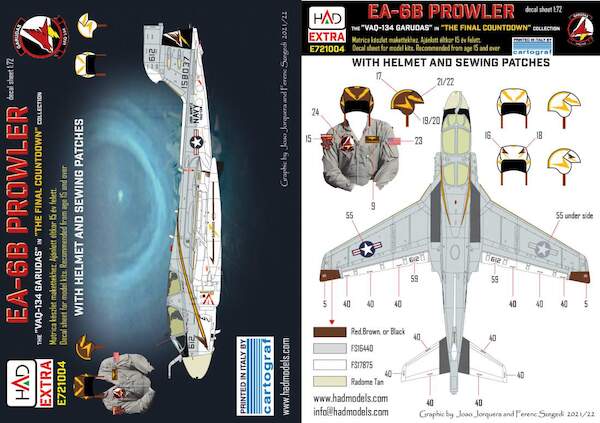 EA6B Prowler (VAQ134 Garuda's - The Final Countdown) with Helmet and Sewing Patches HADE72004