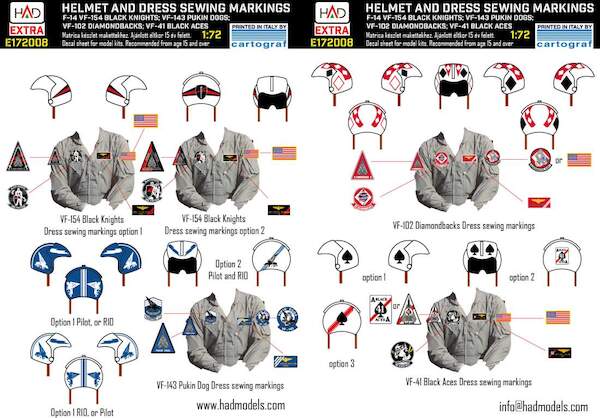 Helmet and dress Sewing Patches for F14's of VF-154, VF-143, VF-102 and VF-41 HADE72008