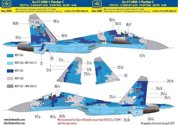 Sukhoi Su27UBM-1 Flanker C Ukrainian Digital Camouflage painting mask (Great Wall Hobby) HADMASK48002