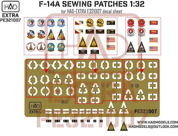 F14A Sewing Patches bases for HADE321007 decals HADPE321007