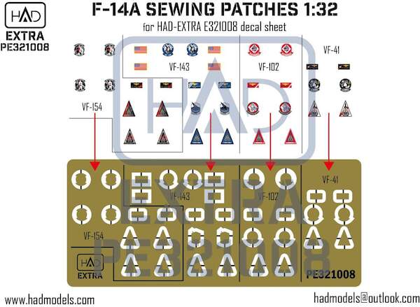 F14A Sewing Patches bases for HADE321008 decals HADPE321008