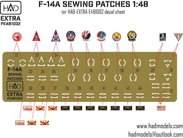 F14A Sewing Patches bases for HADE481002 decals HADPE481002