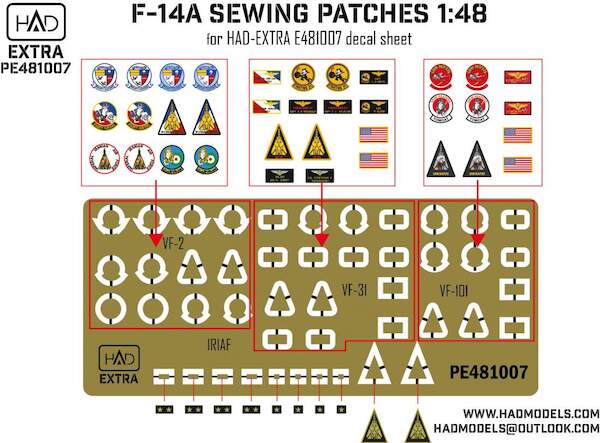 F14A Sewing Patches bases for HADE481007 decals HADPE481007