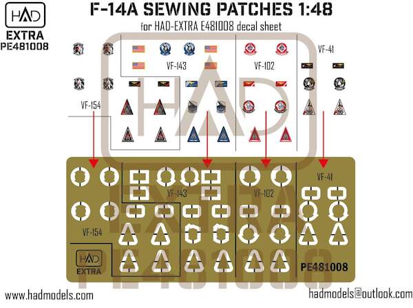 F14A Sewing Patches bases for HADE481008 decals HADPE481008