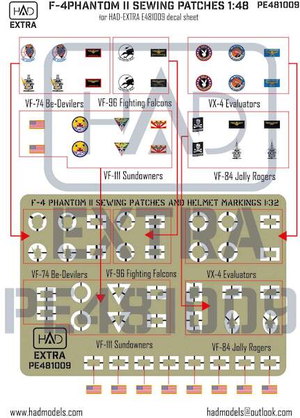 F4 Phantom Sewing Patches bases for HADE481009 decals  HADPE481009