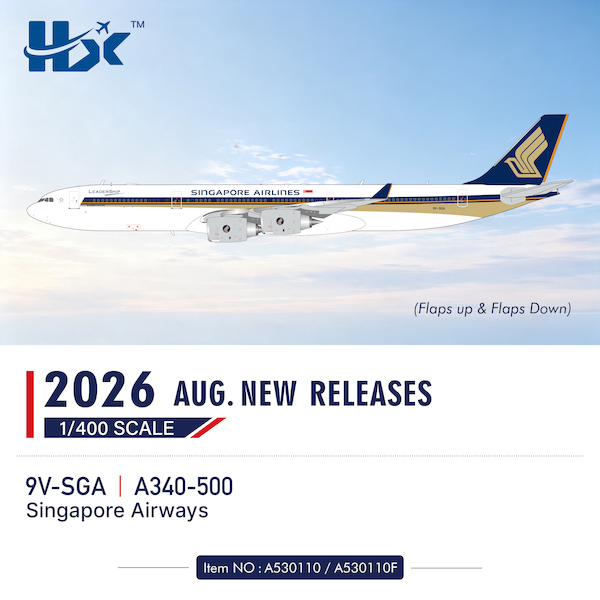 Airbus A340-500 Singapore Airlines “LEADERSHIP" 9V-SGA Flaps Down A530110F