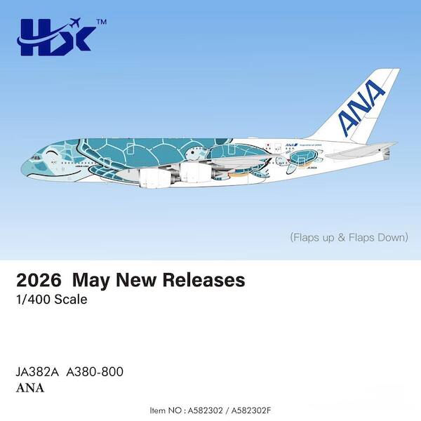 Airbus A380 ANA Flying Honu-Lani (Green Turtle) JA382A Flaps Down A582302F