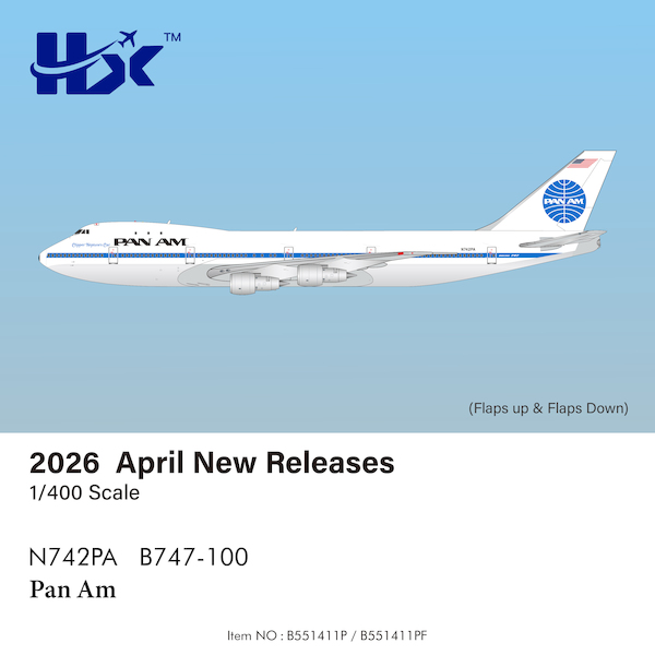Boeing 747-200 Pan Am “Clipper Neptune's Car" N742PA Flaps Down Polished  B551411PF