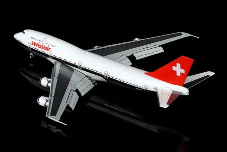 Boeing 747-300 Swissair "Chocolate Stripe" N221GF Flaps Down B601201F