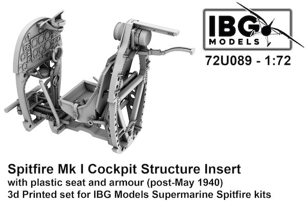 Spitfire MK1 Cockpit Structure Insert with plastic seat with armour (post-May 1940) IBG)  72U089
