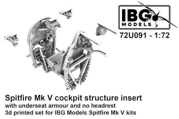 Spitfire Mk V Cockpit Structure Insert (with underseat armour and no headrest) (IBG)  72U091