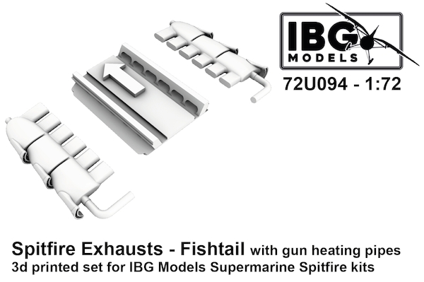Supermarine Spitfire Exhausts - Fishtail Type with gun heating pipes(IBG)  72U094