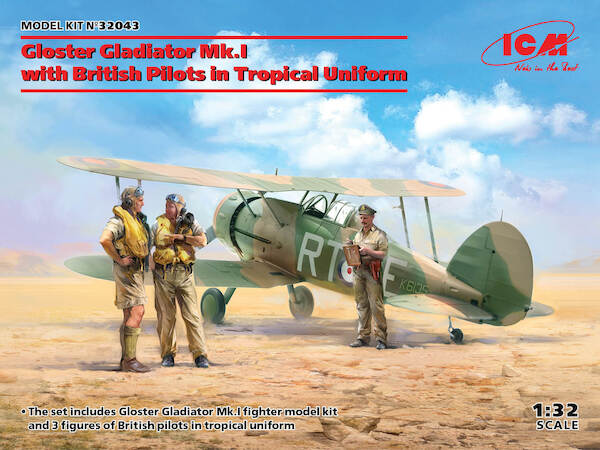Gloster Gladiator Mk1 with Pilots in tropical Uniform 32043