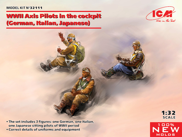 WWII Axis Pilots in Cockpit seated (German, Italian, Japanese)  3 figures  32111