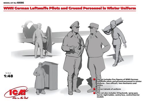 German Luftwaffe Pilots and Ground Personnel in Winter Uniform 48086