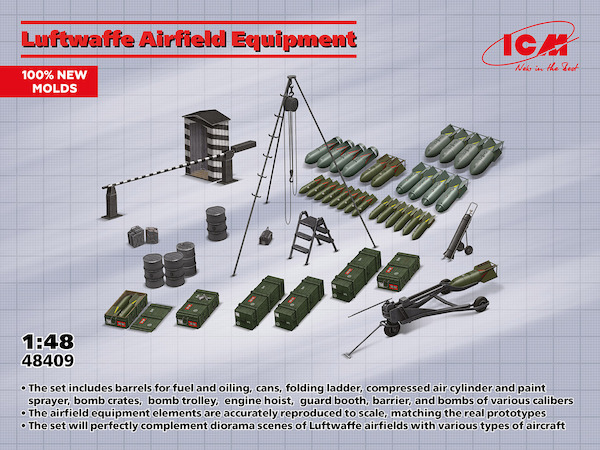 Luftwaffe Airfield Equipment (100% new molds)  48409
