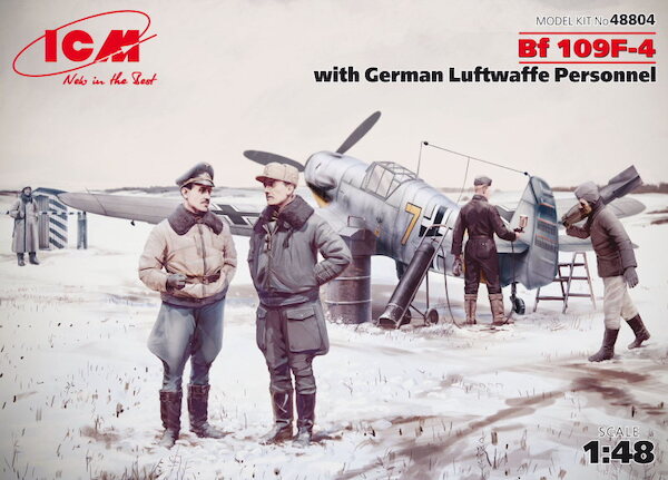 BF109F-4 with German Luftwaffe Pilots and Ground Personnel in Winter Uniform  48804