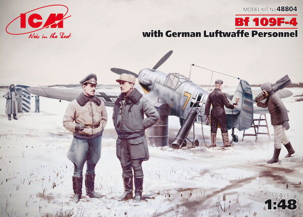 BF109F-4 with German Luftwaffe Pilots and Ground Personnel in Winter Uniform 48804