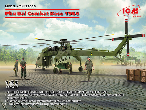 Phu Bai Combat Base 19689 (CH54A with M121 Bomb, Pilot figures and M8A1 Airfield pavement slabs) 53056