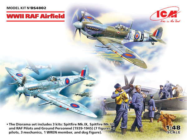 WW2 RAF Airfield (Incl a Spitfire MKIX, an MKVII and 8 Figures)  DS4802