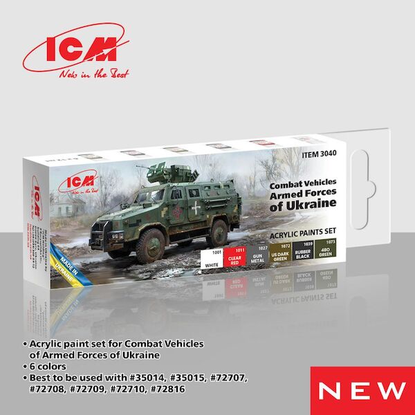 Combat vehicles Armed forces of Ukraine  Acrylic paint set  (6 bottles)  ICM3040