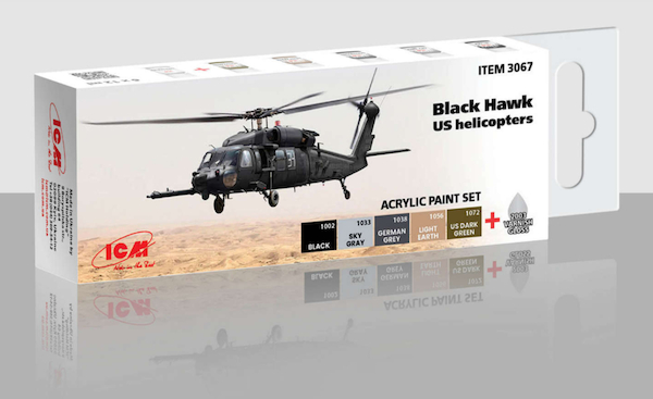Black Hawk &other US Helicopters Acrylic paint set (6 bottles) ICM3067
