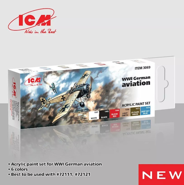 WW1 German Aviation Acrylic paint set  (6 bottles)  ICM3069