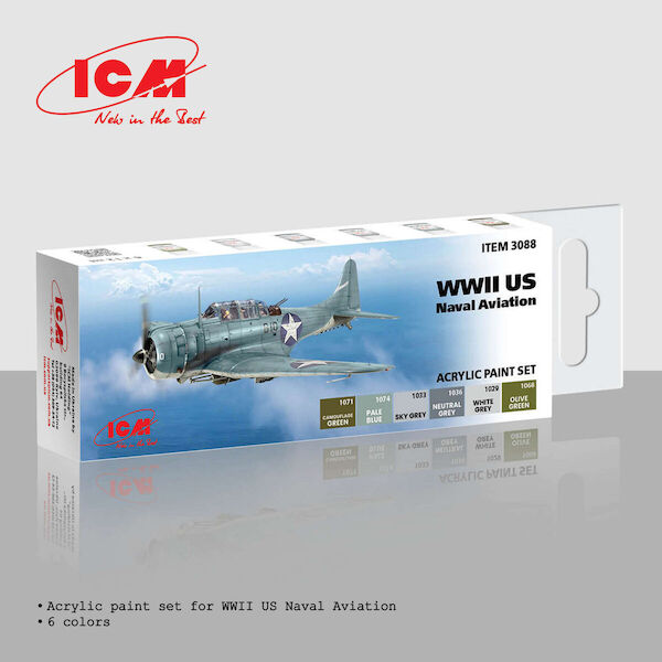 WWII US Naval Aviation Acrylic paint set (6 bottles) ICM3088
