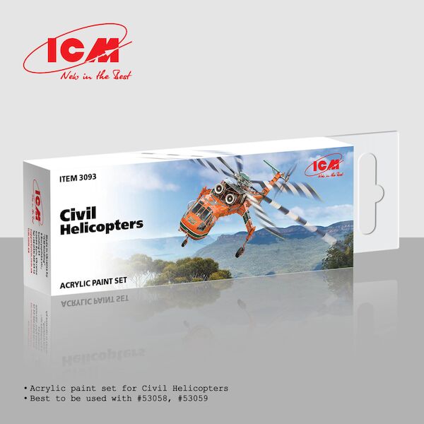 Civil Helicopters  Acrylic paint set  (6 bottles)  ICM3093