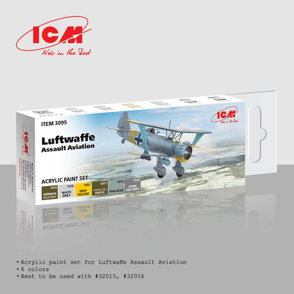 Luftwaffe Assault Aviation Acrylic paint set (6 bottles) ICM3095
