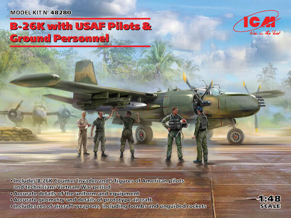 B26K Counter Invader w/ USAF Pilots and Groundcrew ICM48280