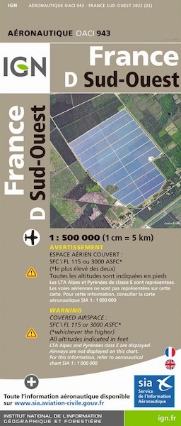 ICAO chart France 943 South West (Sud-Ouest) Edition 2022 IGN-943