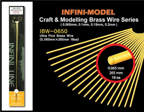 Ultra fine brass wire (0,065mm) 18 strands of 265mm ibw-0650