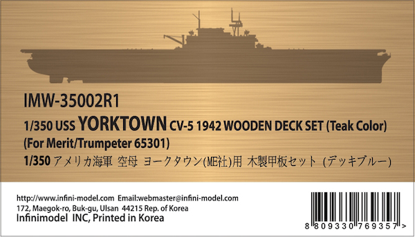 US Aircraft Carrier USS Yorktown CV5 1942 Wooden deck (Teak Colour) IMW-35002R1
