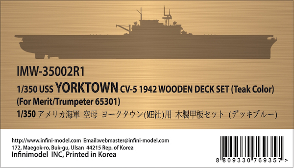 US Aircraft Carrier USS Yorktown CV5  1942 Wooden deck (Teak Colour)  IMW-3502R1
