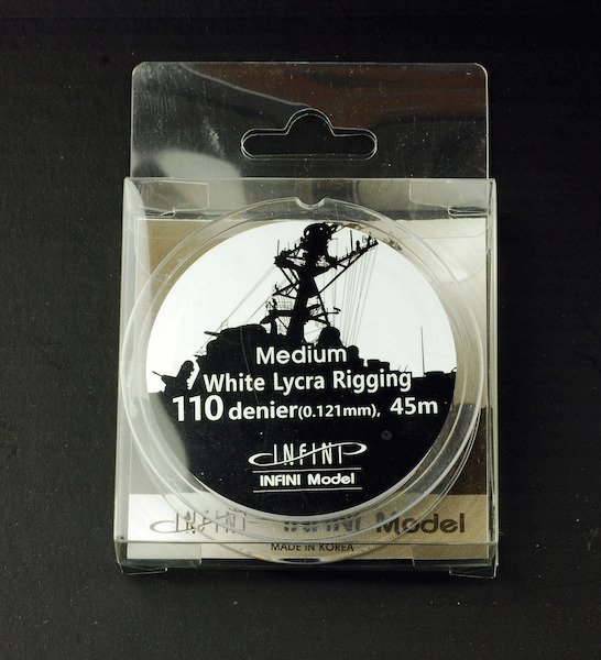Medium 1/350 White Rigging wire;  110 Denier 0,121mm, 45m  IR1102W