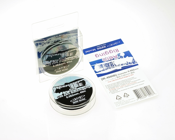 Fine 1/48 Aeroblack Lycra Rigging wire; 0,082mm, 45m IR4800B