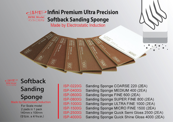 Softback Sanding Sponge pad quick semi gloss 2500 grade (2 pads included) ISP-2500G