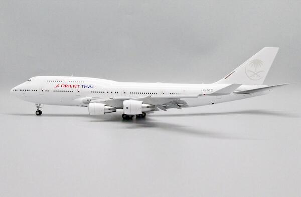 Boeing 747-400 Orient Thai Airlines HS-STC Flaps Down With Stand + Original Aircraft Skin Keychain  LH2255A