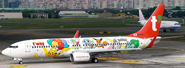 Boeing 737-800 T'way Air "Pikachu Jet TW" HL8306 (Flaps Down) SA2037