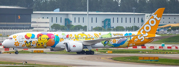 Boeing 787-9 Dreamliner Scoot "Pokemon Livery" 9V-OJJ Flaps Down SA4010A