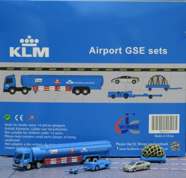 Airport GSE Sets KLM Fuel Truck,Tug w/tow bar, Cargo dolly, Car Set 5 XX2025