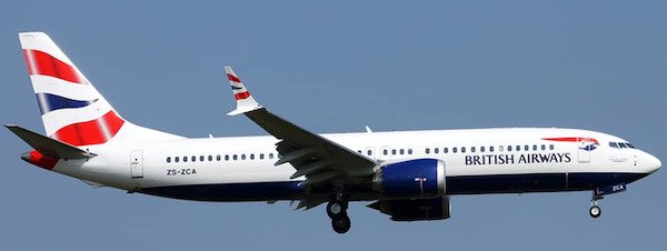 Boeing 737 MAX 8 British Airways / Comair ZS-ZCA  XX40209