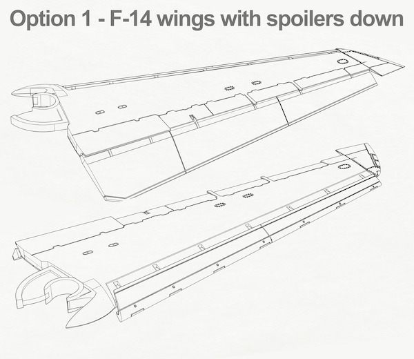 F-14A Tomcat Wings with spoilers Down, Speed Brakes (Beavertail) and Wheels (Academy)  JOY-Resin002A