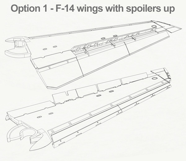 F-14A Tomcat Wings with spoilers Up, Speed Brakes (Beavertail) and Wheels (Academy) JOY-Resin002B