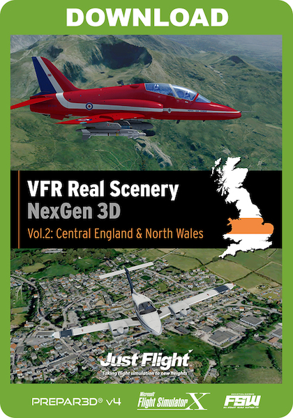 VFR Real Scenery NexGen 3D Vol. 2: Central England & North Wales J3F000257-D