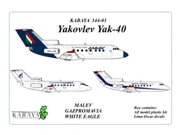 Yakovlev Yak40 (Malev, Gazpromavia,White Eagle) 144-03