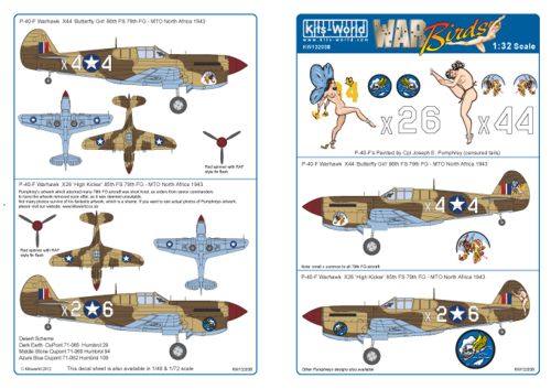 Curtiss P40F Warhawk (85FS/79FG : "Butterfly Girl", High Kicker")  kw132038